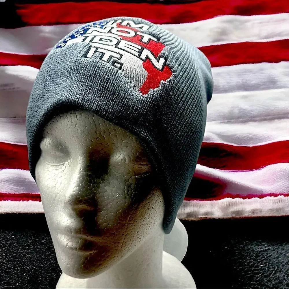 I’M NOT BIDEN IT.  l USA Statement Beanie l Gray l Unisex l New